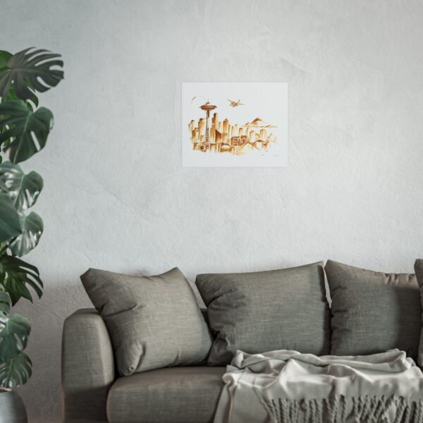 Seattle Skyline Coffee Art Print (Archival Matte) - Image 4