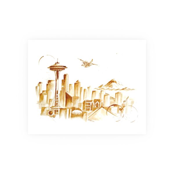 Seattle Skyline Coffee Art Print (Archival Matte) - Image 3