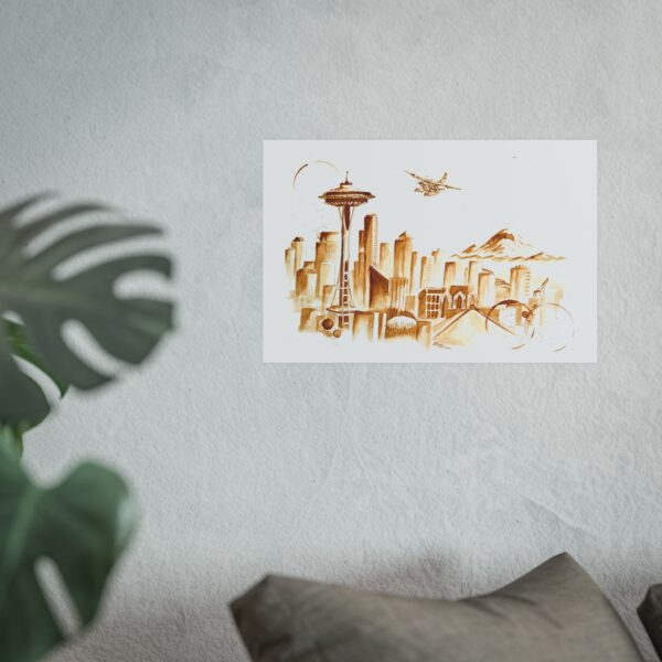 Seattle Skyline Coffee Art Print (Archival Matte)