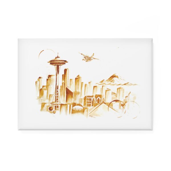 Seattle Skyline Coffee Art Button Magnet (2x3) - Image 2