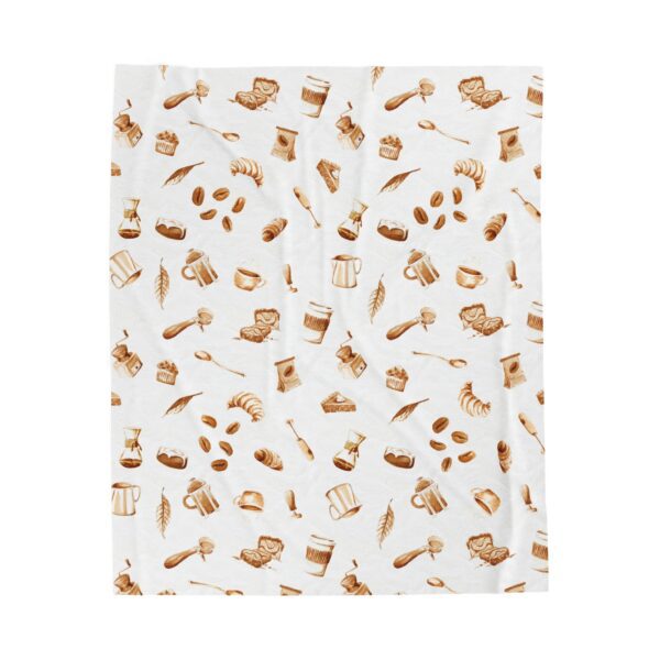 Coffee Themed Pattern Velveteen Plush Blanket - Image 2