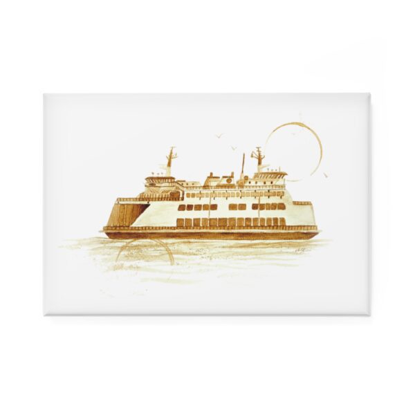 Mukilteo Ferry Coffee Art Button Magnet (2x3)