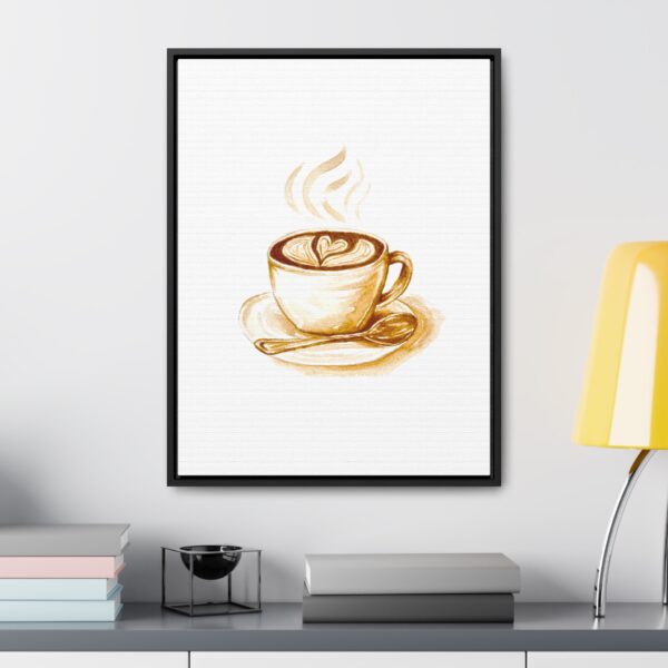 Latte Heart Framed Stretched Canvas Print