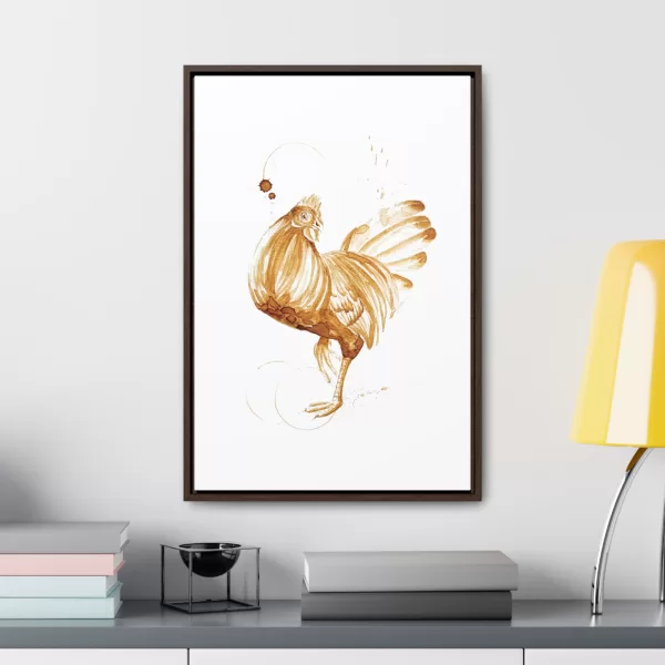 Chicken Coffee Art Framed Stretched Canvas Print