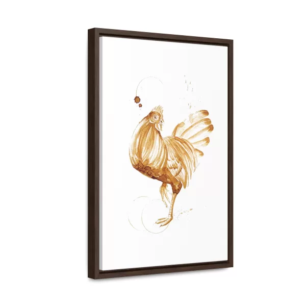 Chicken Coffee Art Framed Stretched Canvas Print - Image 2