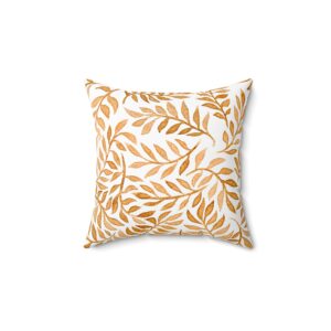 Faux Suede Pillow - Coffee Painted Sepia Leaves/Vines Pattern Design