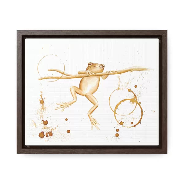 Northwest Tree Frog Coffee Art Framed Stretched Canvas Print