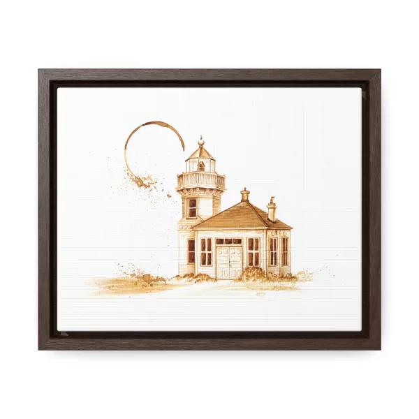 Mukilteo Lighthouse Coffee Art Framed Stretched Canvas Print