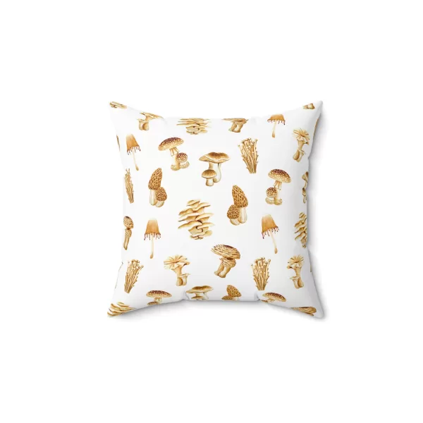 Faux Suede Pillow - Mushroom Coffee Painted Design