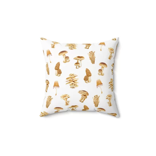 Faux Suede Pillow - Mushroom Coffee Painted Design - Image 2